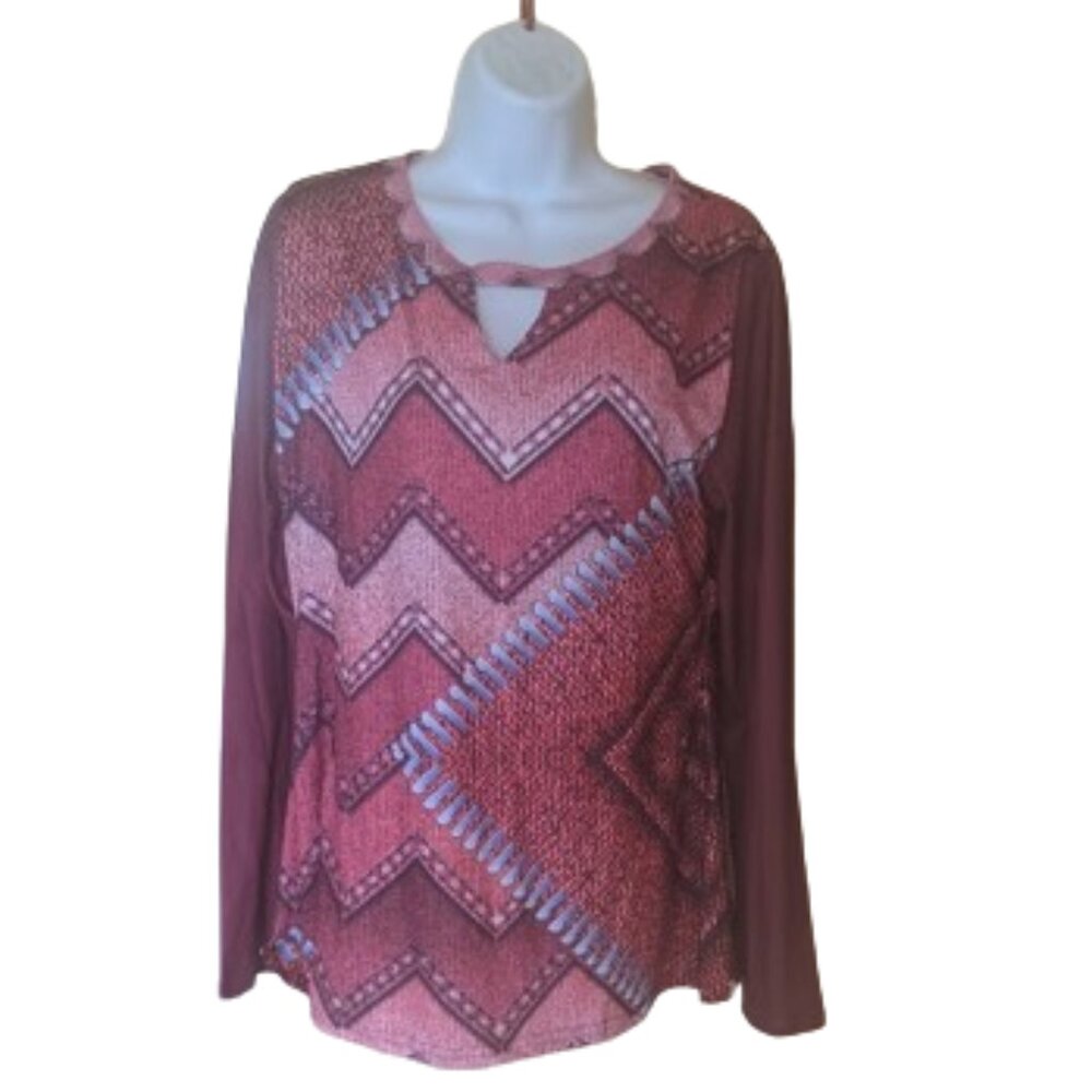Multi Color Long Sleeve Stretch Top Size XL NEW NWOT